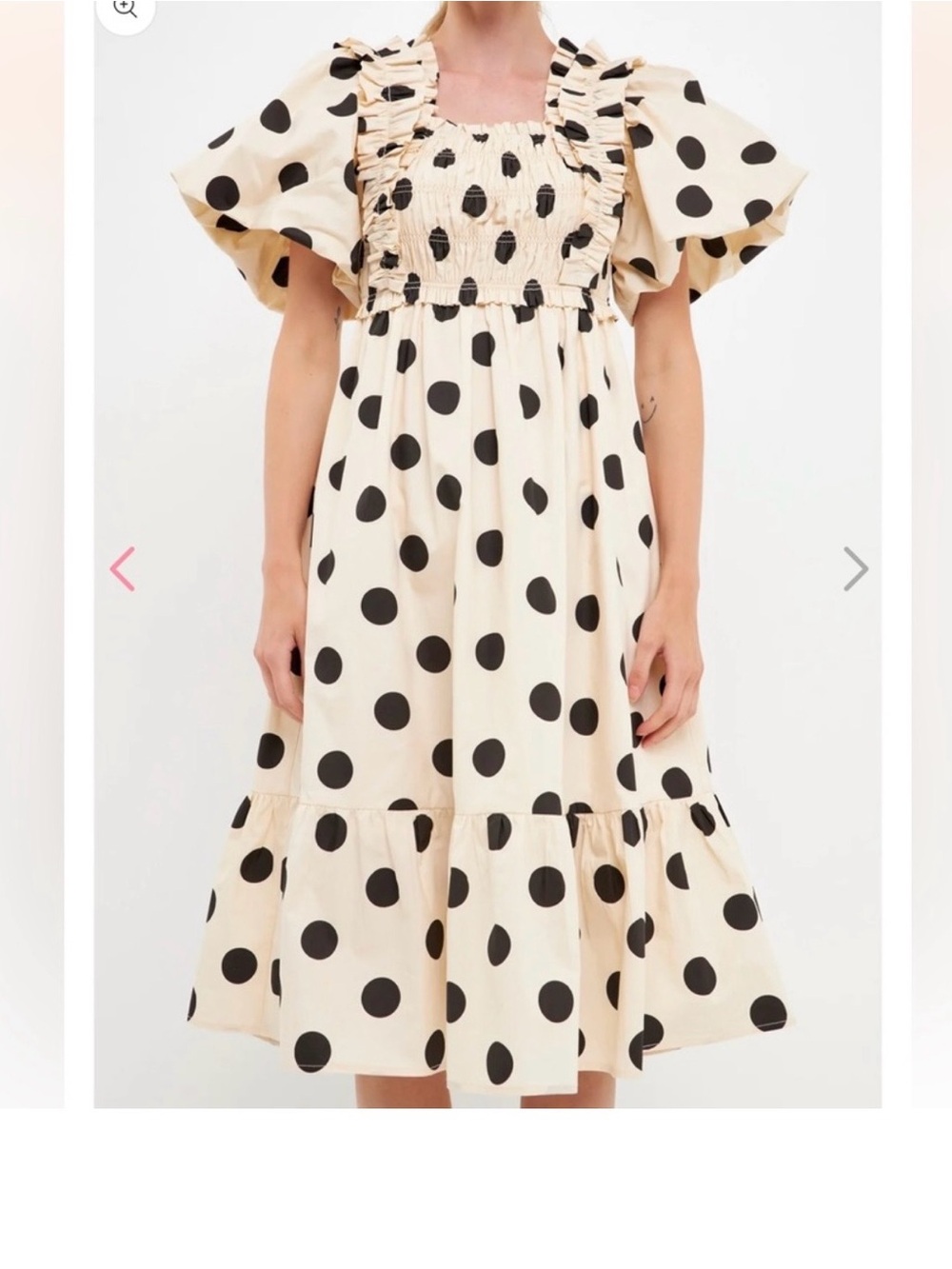 bohme Cream Midi Dress with Black Polka Dots